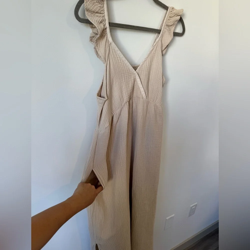 Magaschoni Organic Gauze Midi Dress in Sand Color - Size L - Picture 5 of 9